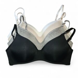 Women's Rene Rofe 4 Wirefree Bra Set 36B! White, Pink, Black, Grey
